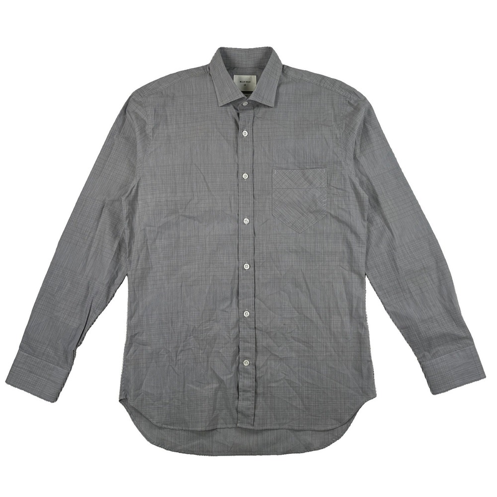 Billy Reid Button Up Shirt Men's Size 15 Standard Gray Check Long Sleeve Italy